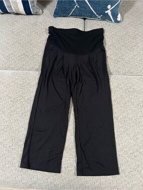 Black Wide-Leg Maternity/Yoga Pants